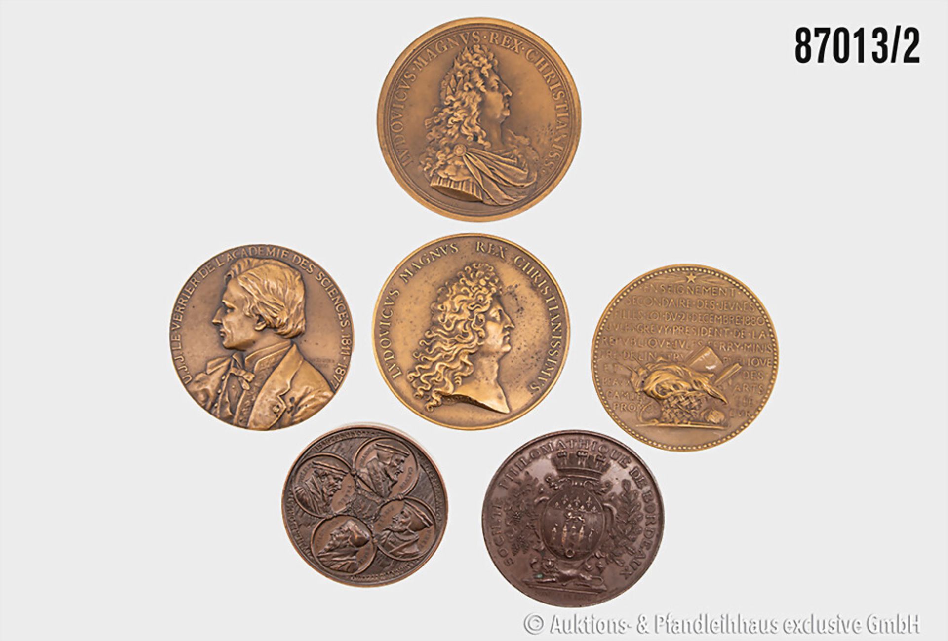 Konv. 6 versch. Medaillen, in Bronze, versch. Anlässe, u.a. Societe Philomathique de ... - Image 2 of 2