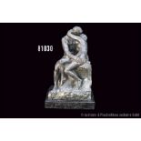 Nach Auguste Rodin (1840 Paris - 1917) Der Kuss, bronzierter Kunstguss, Reproduktion, H ...