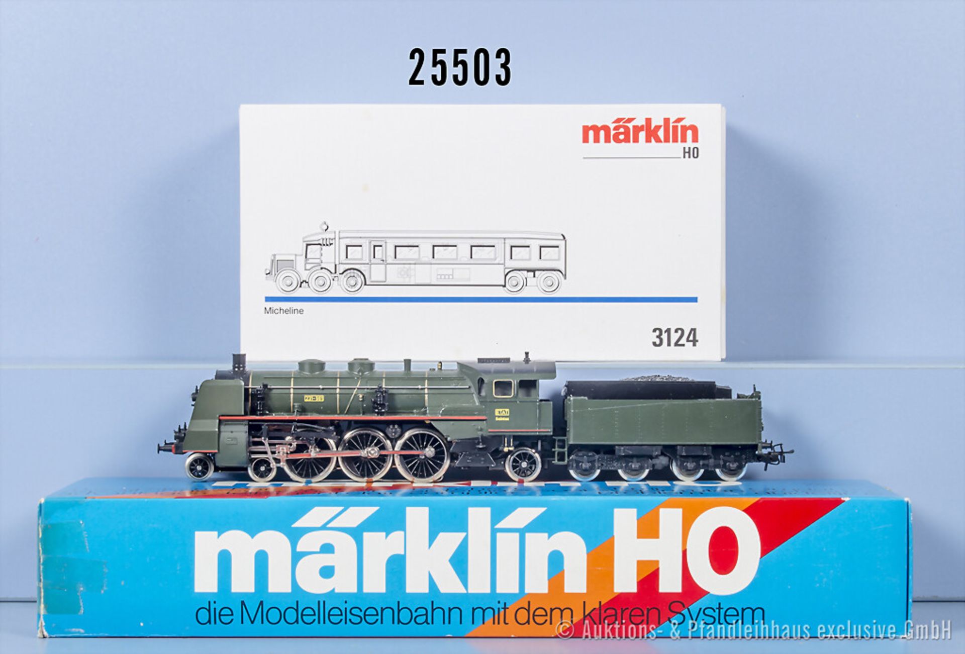 Märklin H0 3083 Schlepptenderlok der ETAT, BN 231-981 und 3124 Schienenbus Micheline, Z ...