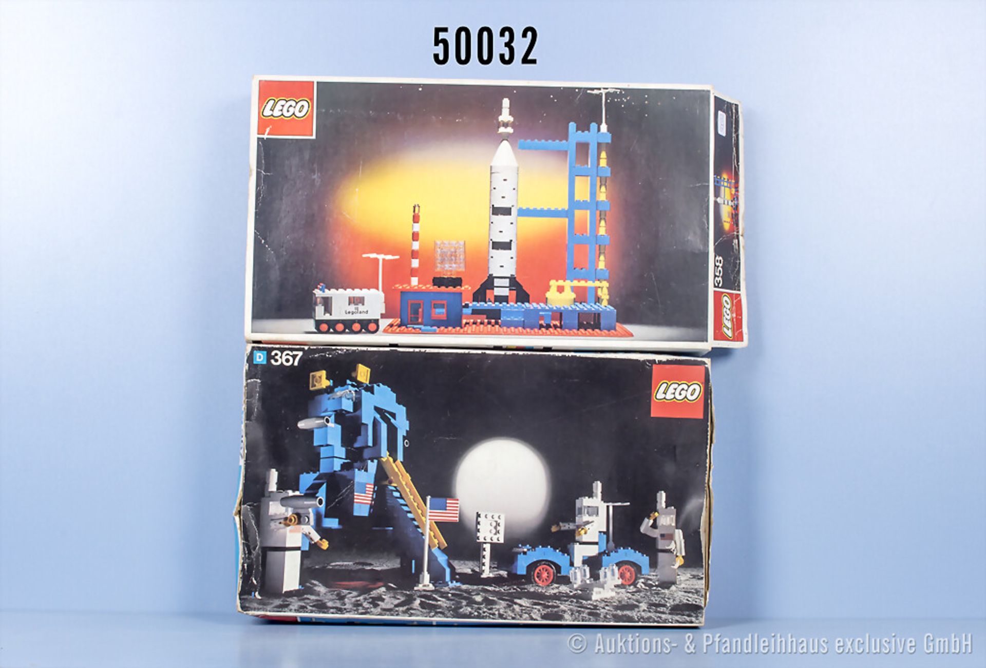 2 Lego Legoland Setpackungen 358 Raketenabschussstation Rocket Base und 367 Mondlandung ...