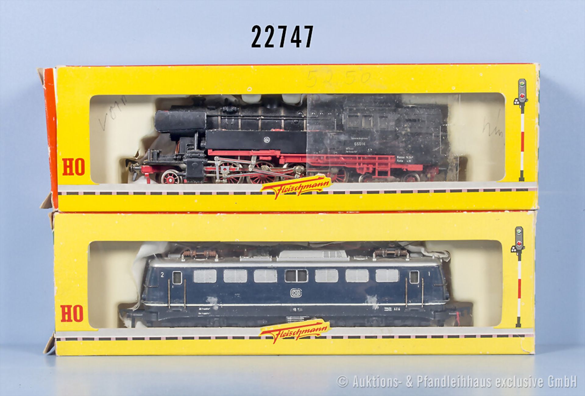 2 Fleischmann H0 Loks, dabei 1337 E-Lok der DB, BN E10 134 und Tenderlok der DB, BN 65 ...