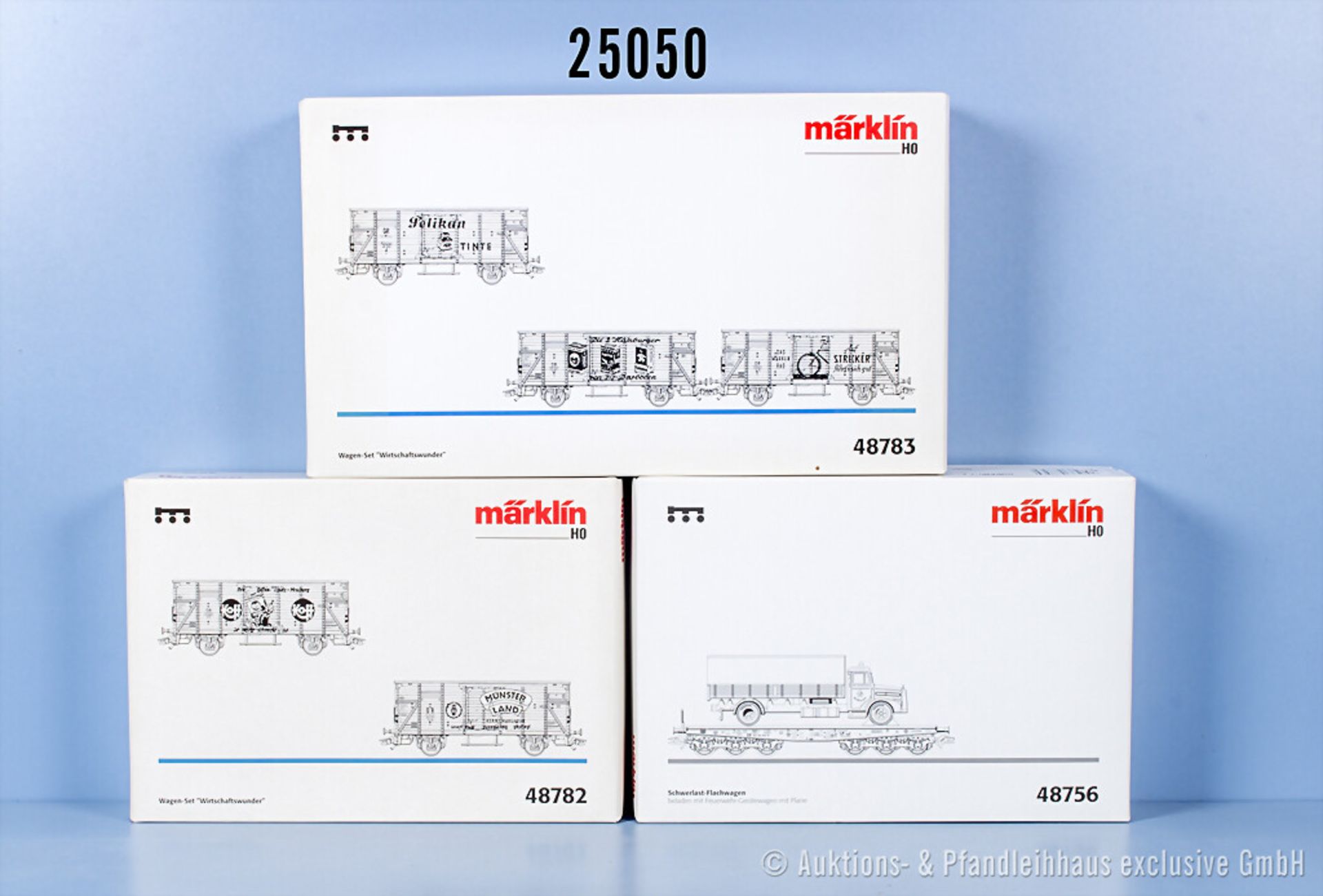 3 Märklin H0 Wagensets, dabei 48782 und 48783 Wirtschaftswunder sowie 48756 ...