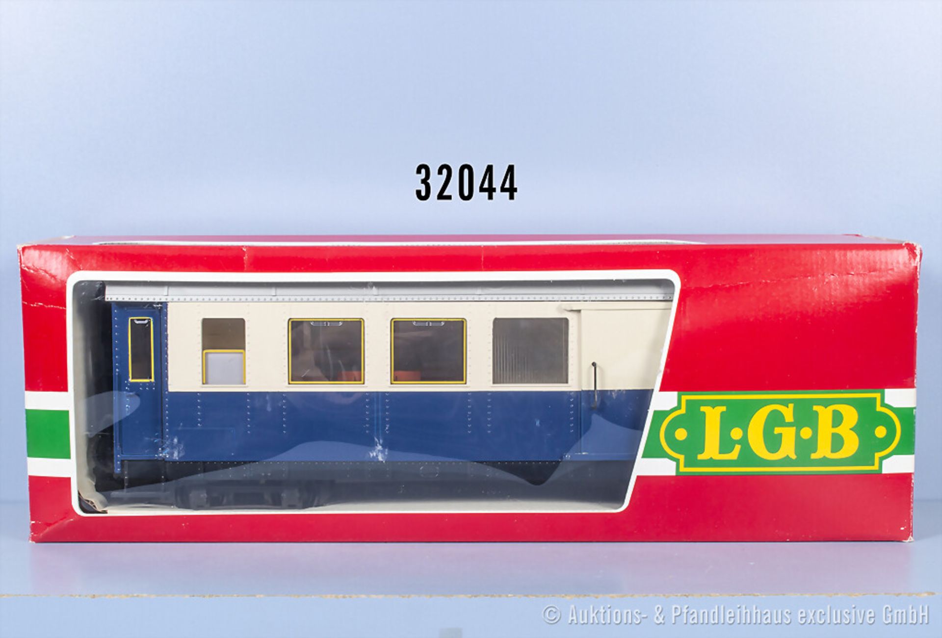 LGB Spur IIm Halbgepäckwagen, umlackiert in Blau/beige, Z 1-2, in ...