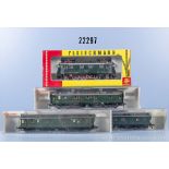 Fleischmann H0 D-Zug, dabei 1632 E-Lok der DB, BN 132 101-7 und 3 Wagen, Z 1, in ...