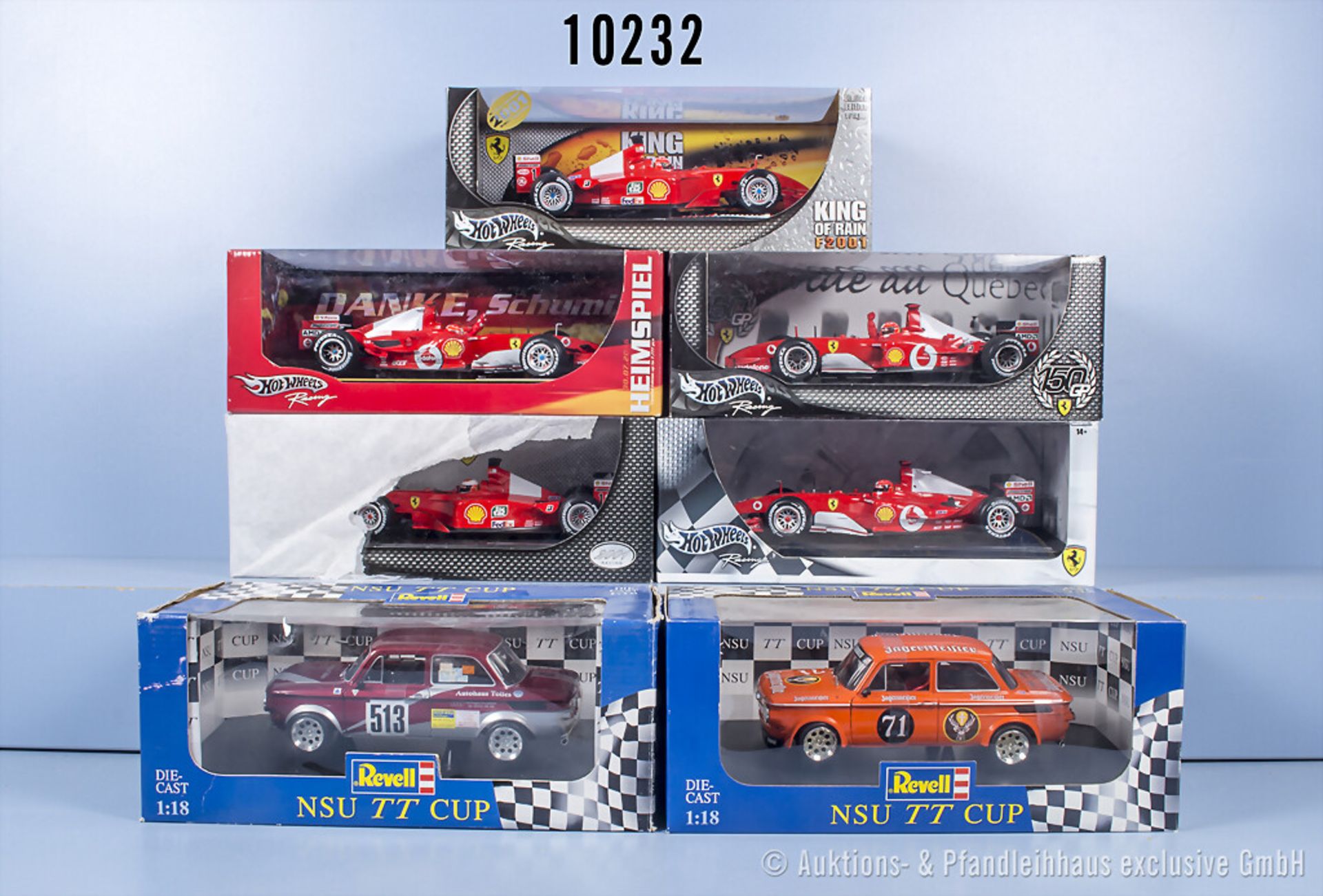 7 Hotwheels Racing und Revell Formel 1 Modellfahrzeuge, überwiegend Michael Schumacher, ...