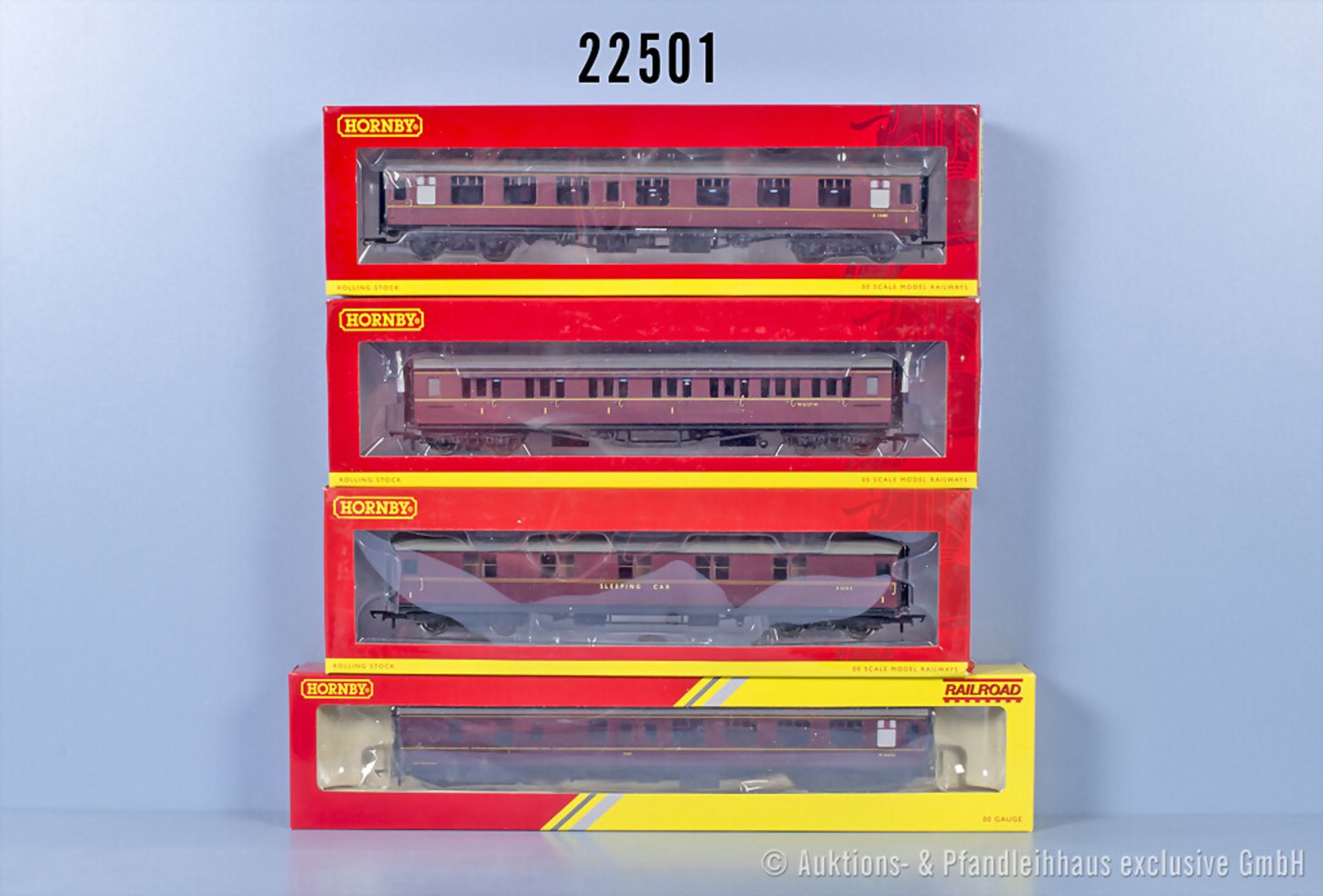 4 Hornby 1:76 D-Zug Wagen, Z 1-2, in ...