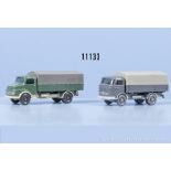 2 Wiking H0 Modellfahrzeuge, 627/2F MB 1413 und 614/3C Mercedes LP 321, Z ...