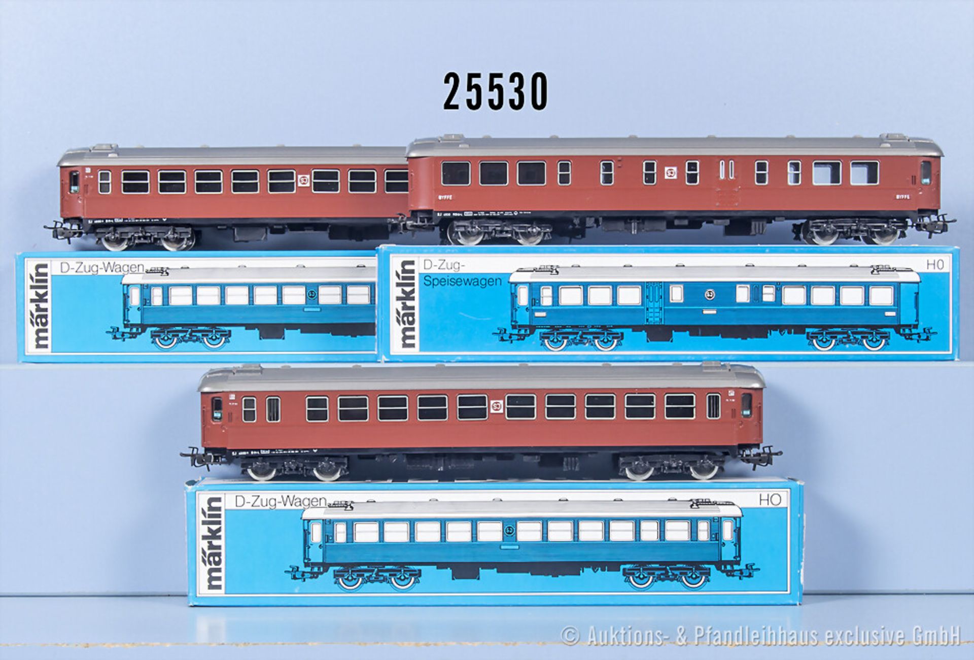 3 Märklin H0 D-Zug-Wagen, dabei 2 x 4072 und 4073, Z 1-2, in ...
