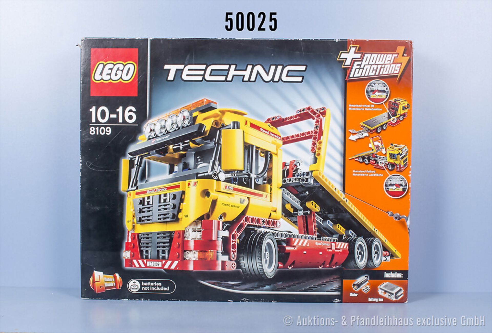 Lego Tieflader mit Powerfunktion 8109, geöffnet, mit Bauanleitungen, Originaltüten der ...