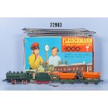 Fleischmann H0 1000 Startset Güterzug mit Schlepptenderlok für Uhrwerkbetrieb, 2 ...