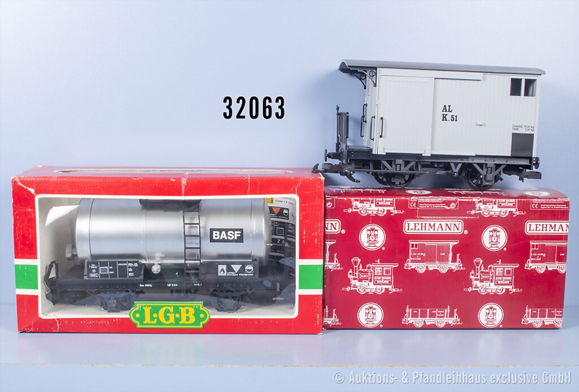 2 LGB Spur IIm Güterwagen, dabei 4040 und 94007, Z 1-2, in ...
