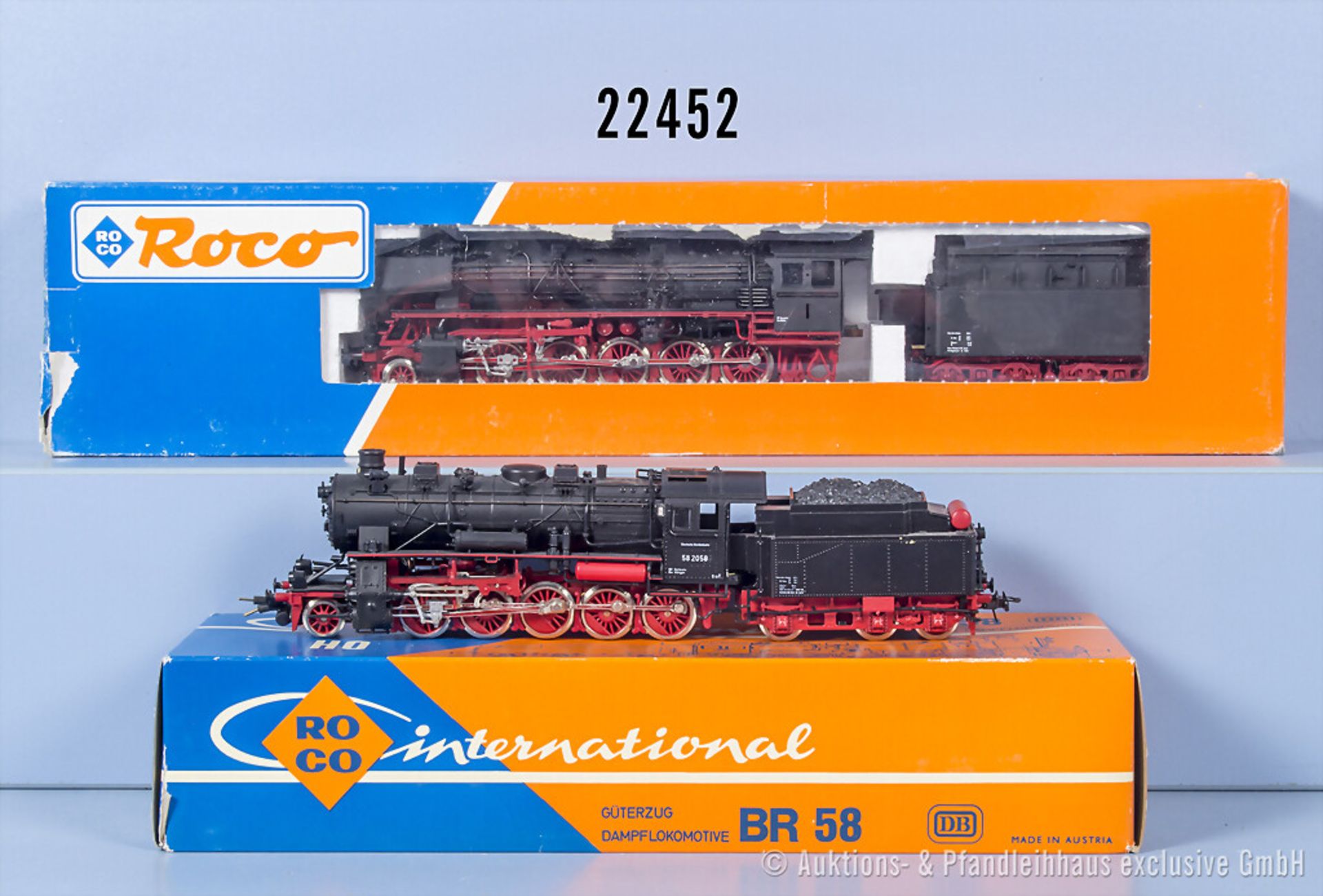 2 Roco H0 Loks, dabei 4112 Schlepptenderlok der DB, BN 58 2059 und 43260 ...