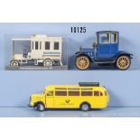 MAN "Erster Büssing Omnibus - Baujahr 1904, Schuco 1227 Ford Coupé T 1917 und NZG Nr. ...