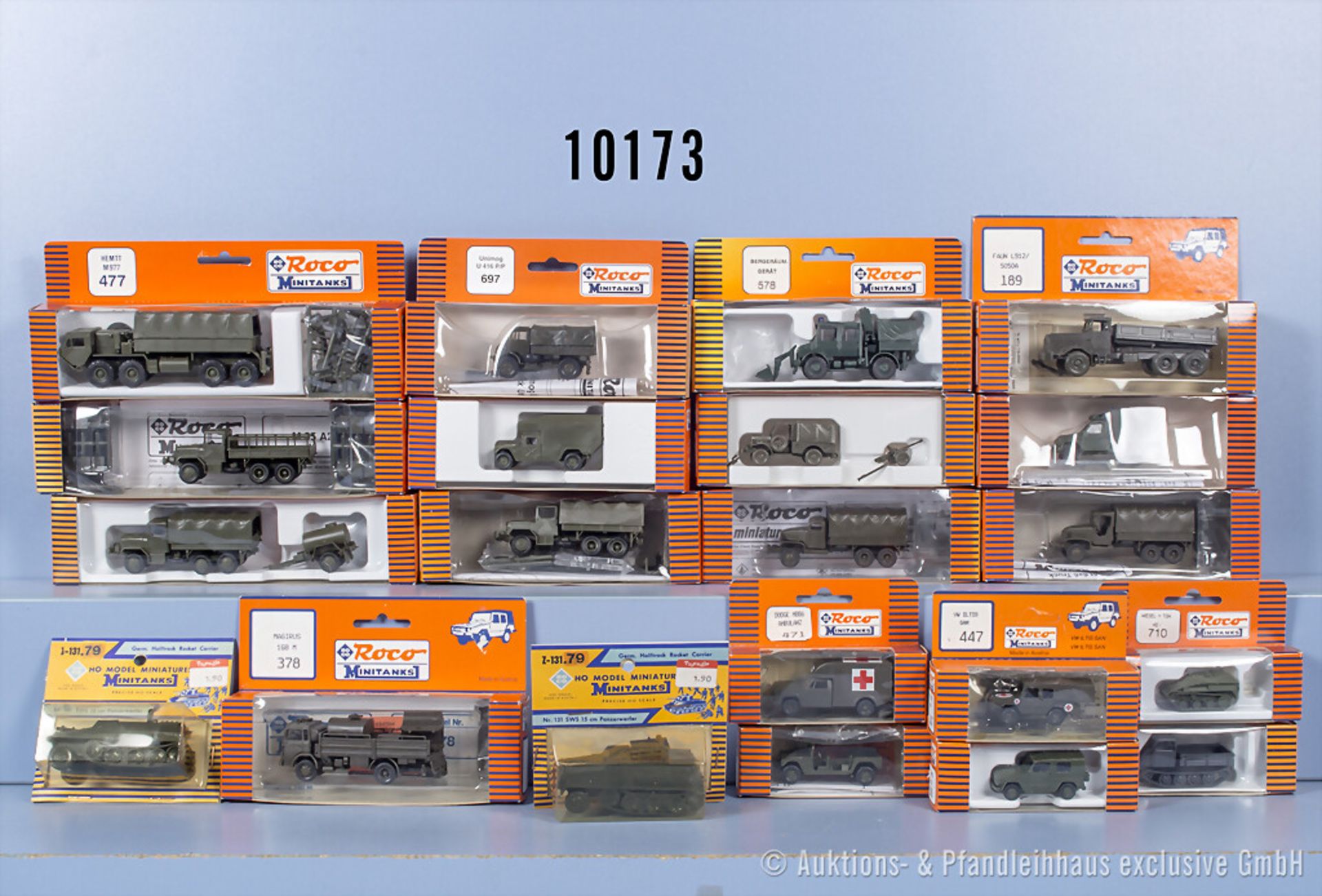 21 Roco Minitanks H0 Modellfahrzeuge, u.a. 484, 606, 547, 578, 477, 483, 378 usw., Z 0, ...