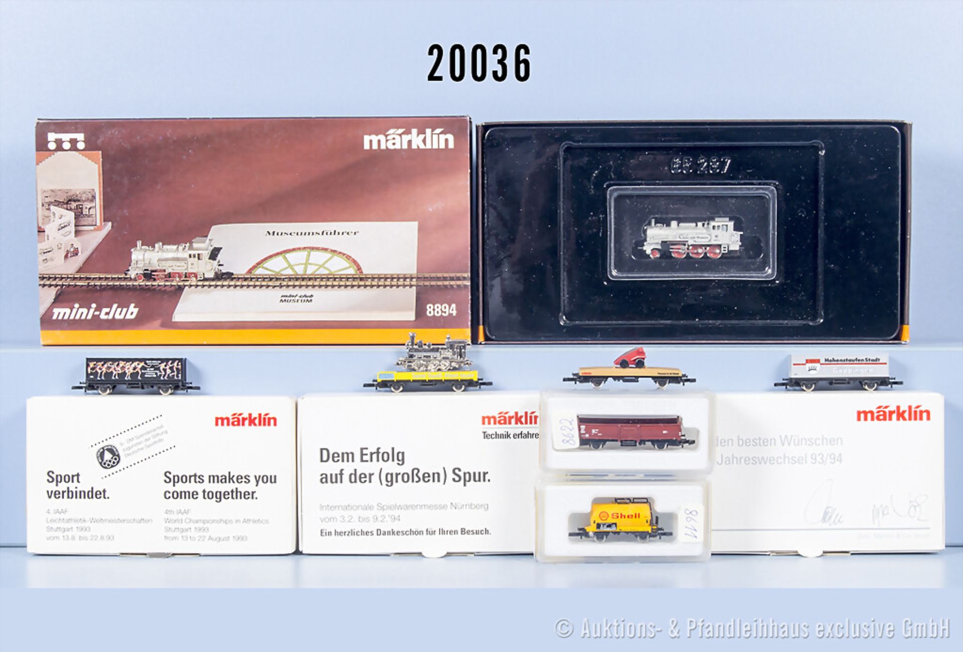 Märklin Spur Z Zug, dabei 8894 Tenderlok des Miniclub Museum, BN 01 und 6 Wagen, Z 1-2, ...