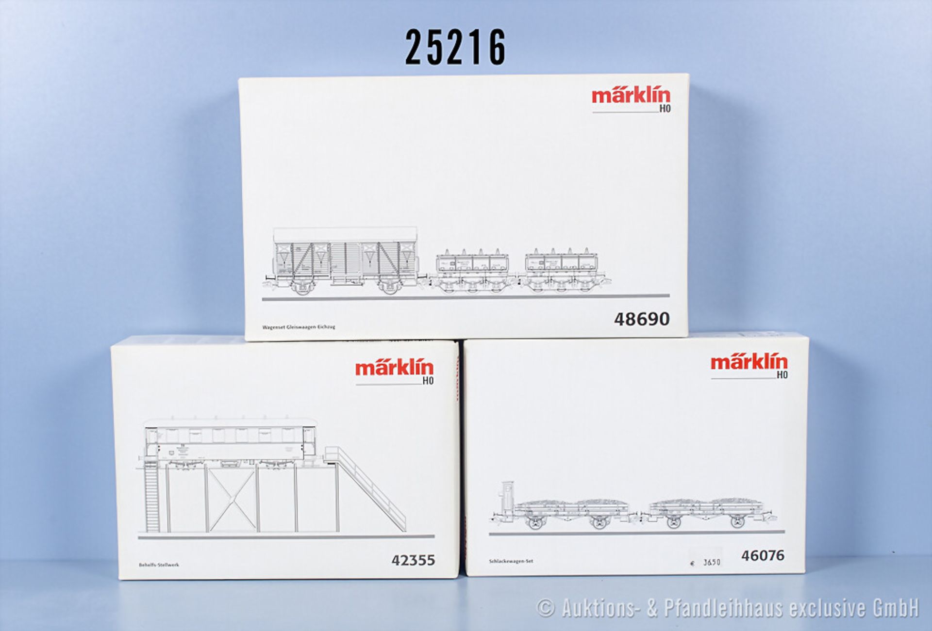 3 Märklin H0 Sets, dabei 42355 Behelfs-Stellwerk, 46076 Schlackewagen-Set und 48690 ...