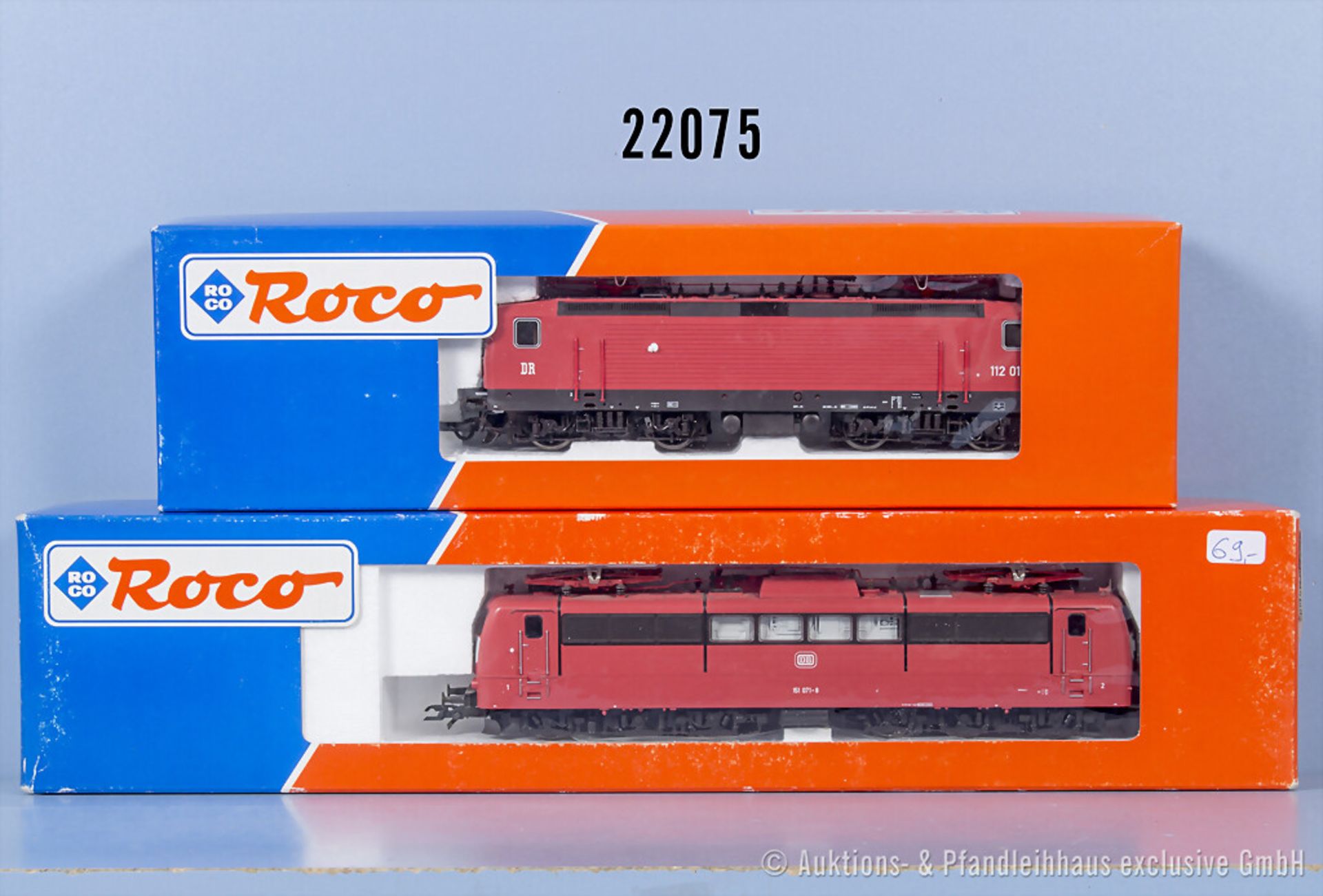 2 Roco H0 Loks, dabei 43380 E-Lok der DB, BN 151 071-8 und 43684 E-Lok der DR, BN 112 ...