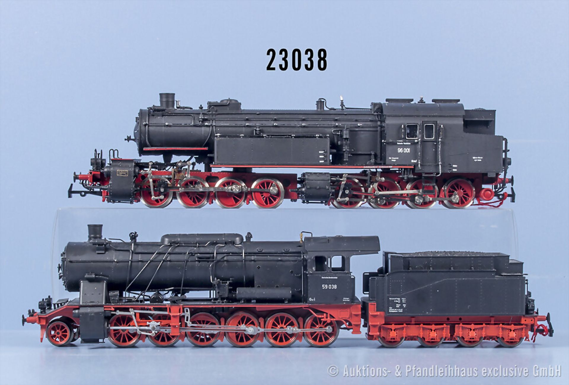 2 Rivarossi H0 Loks, dabei Schlepptenderlok der DB, BN 59 038 und Tenderlok der DR, BN ...