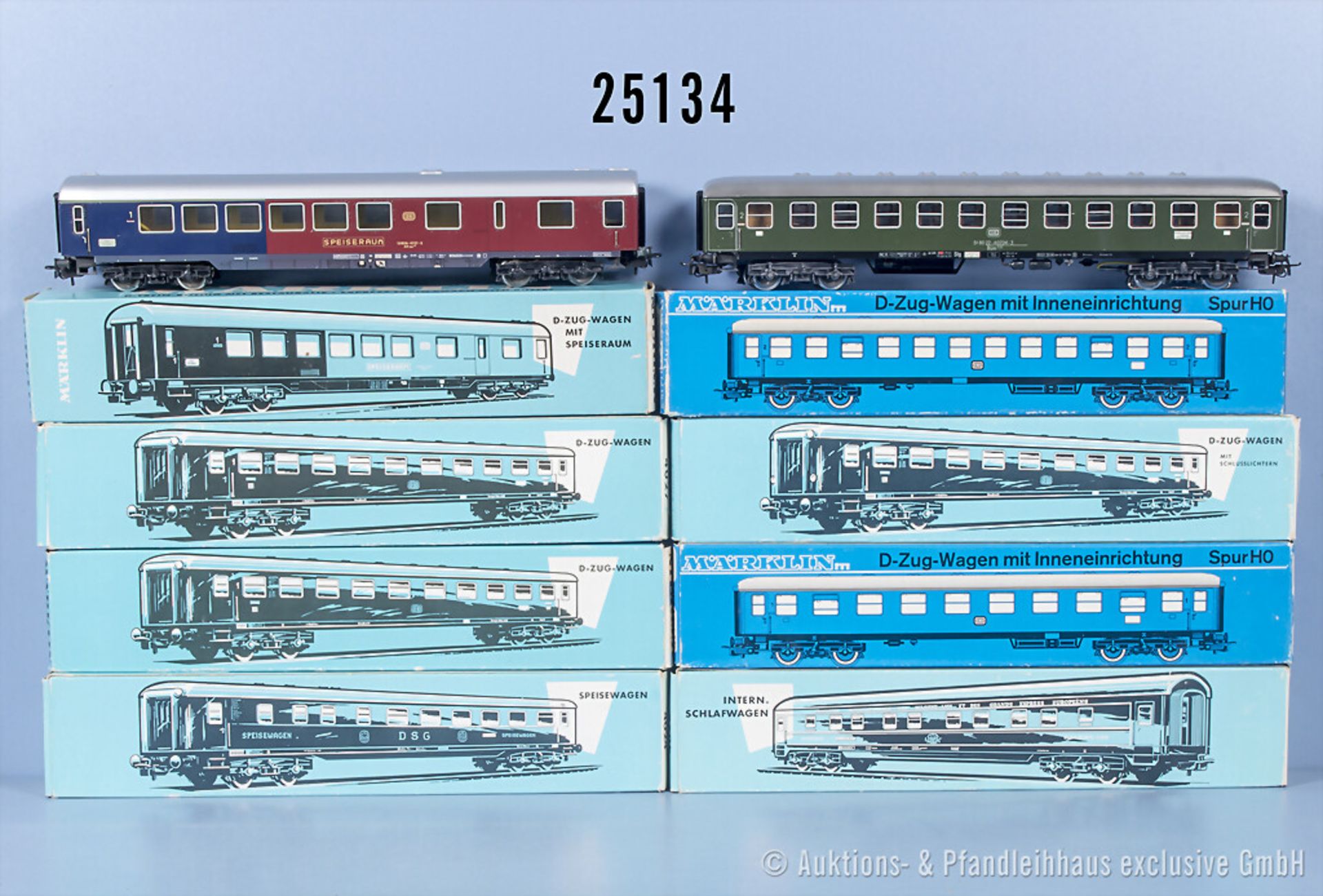 8 Märklin H0 D-Zug-Wagen, dabei 4023, 4024, 4027, 4029, 4032, 4051, 4052 und 4078 , Z ...