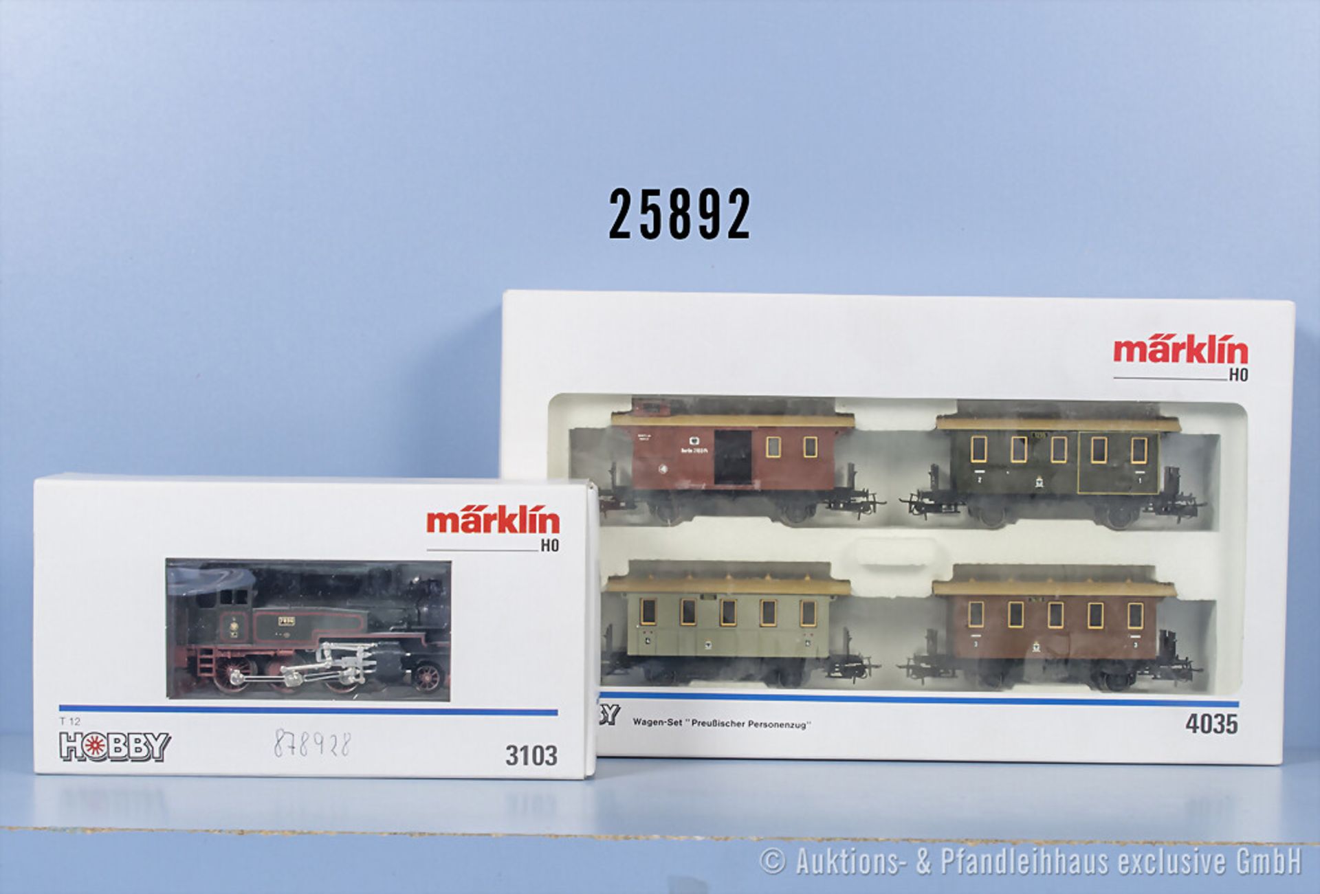 Märklin H0 Personenzug mit 3103 Tenderlok der KPEV, BN 7896 und 4035 Preußisches ...