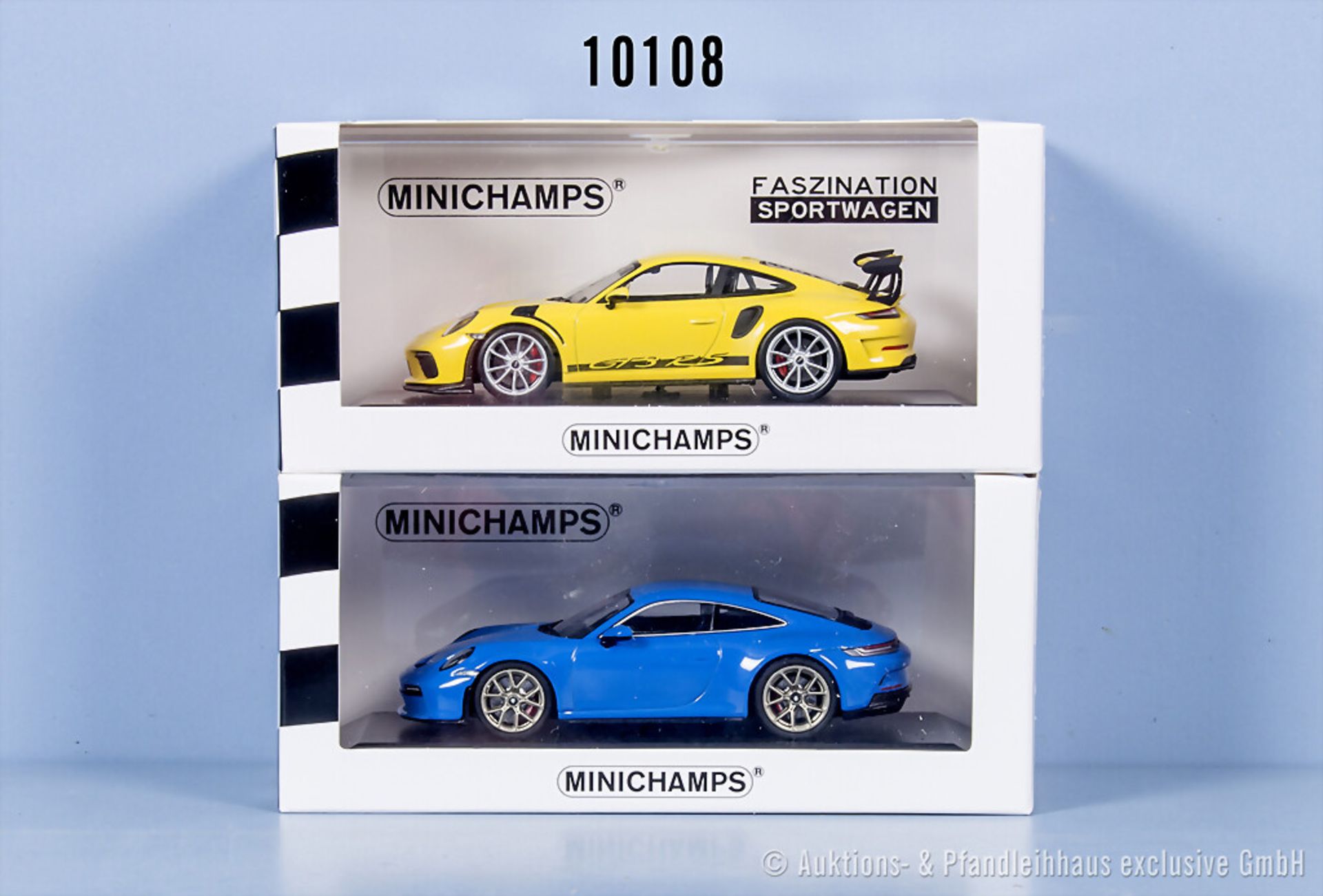 2 Minichamps Porsche 911 GT 3 Modellautos, RS und Touring, Metall, 1:43, limitiert auf ...