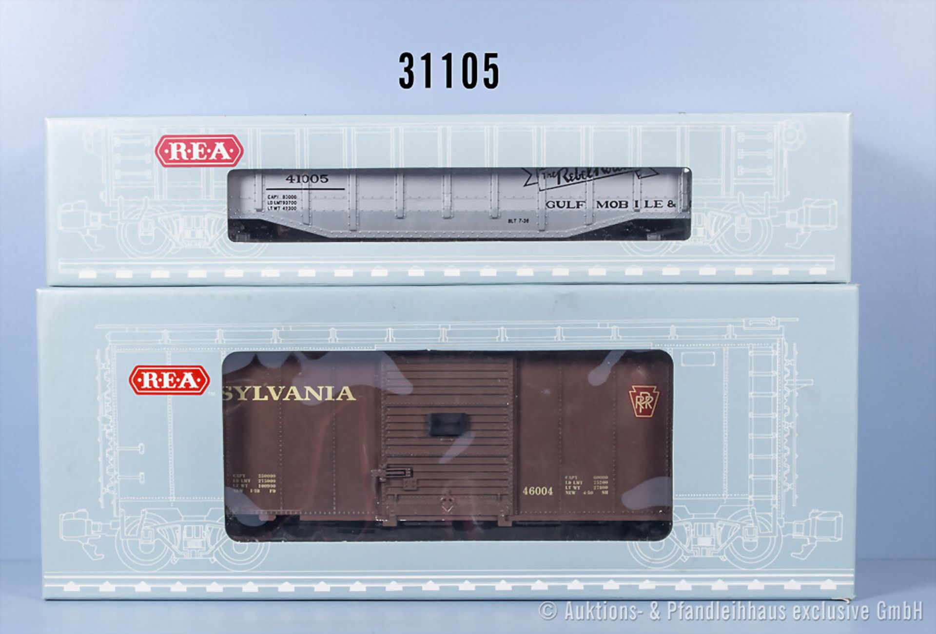 2 Railway Express Agency Spur 1 Güterwagen, dabei 1 Gondola und Boxcar, Z 1-2, in ...