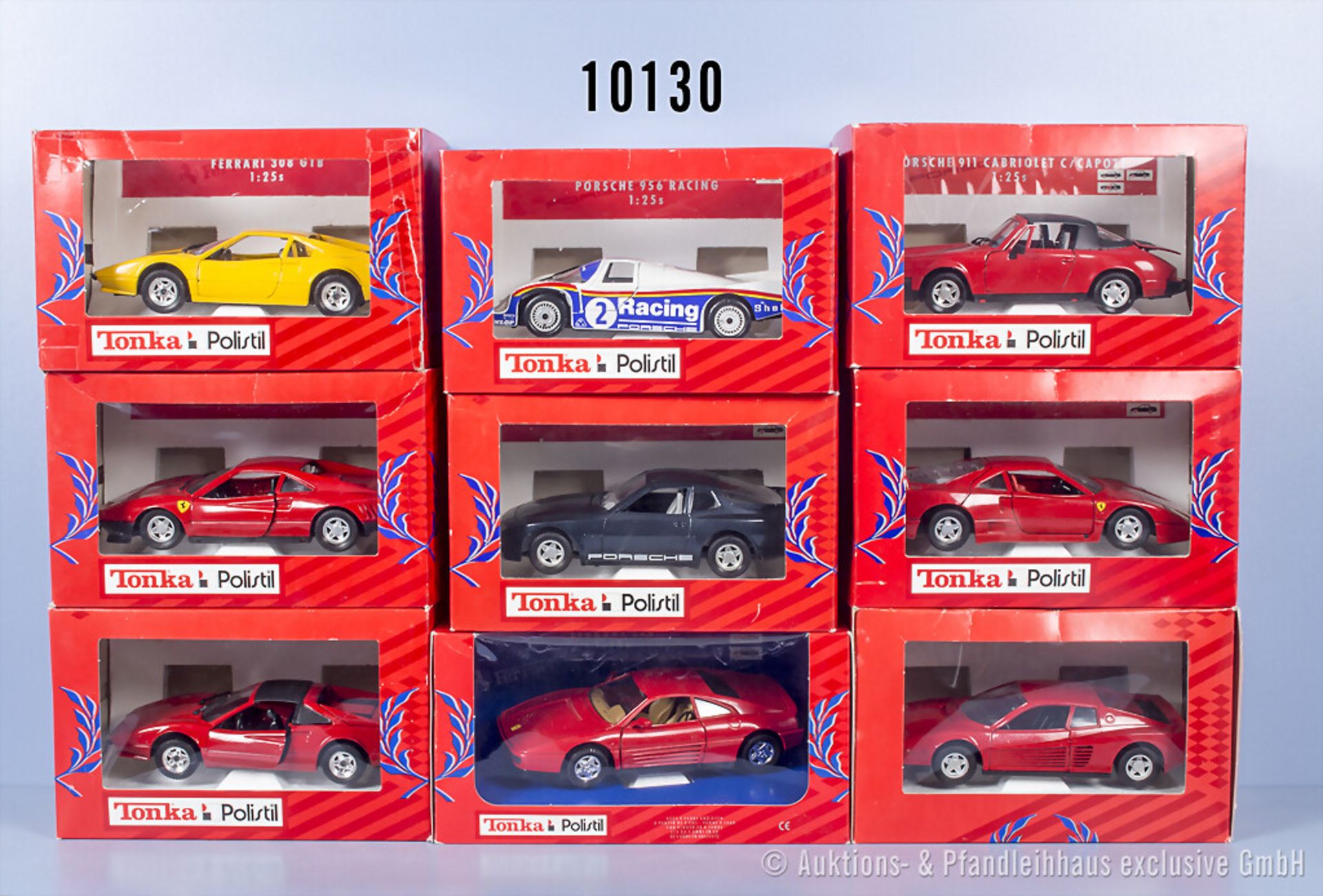 9 Tonka Polistil Modellfahrzeuge, Ferrari und Porsche, Metall, 1:24, Z 0, OVP mit ...