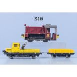 Brawa H0 Diesellok der DB, BN 6001 und Rottenkraftwagen mit Arbeitswagen, Z ...