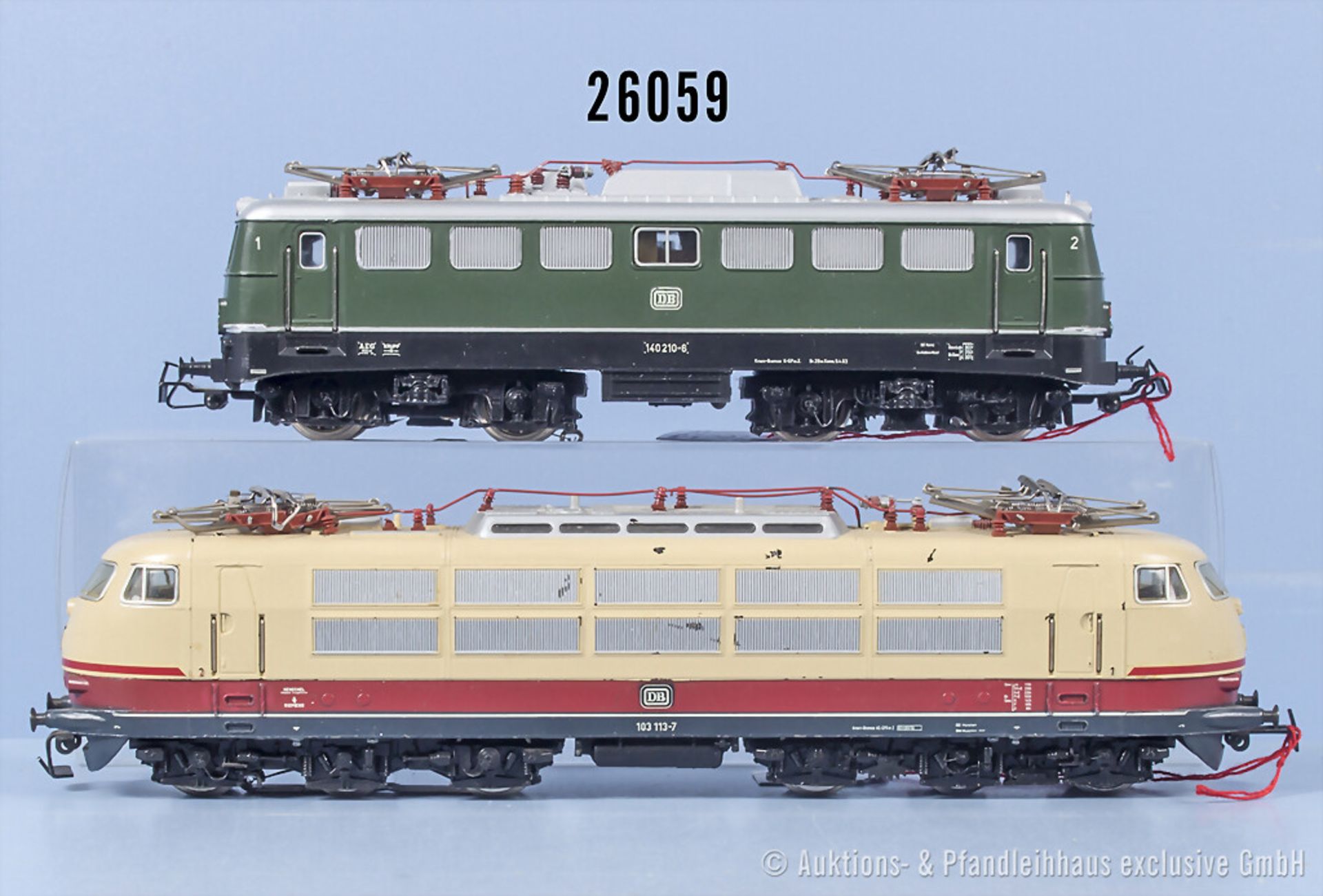 2 Märklin H0 Loks, dabei E-Lok der DB, BN 103 113-7 und E-Lok der DB, BN 140 210-8, Z ...