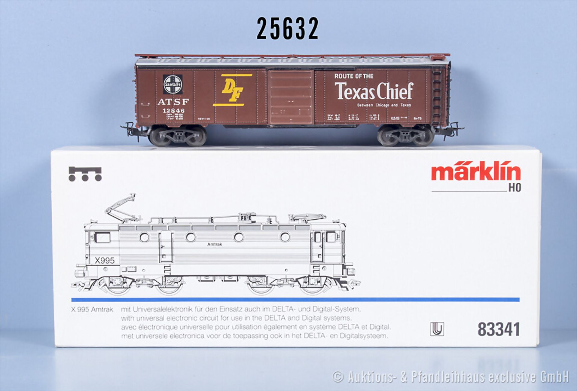 Märklin delta digital H0 83341 E-Lok der Amtrak, BN X 995 und 1 Box Car, Z 1-2, 1 x in ...