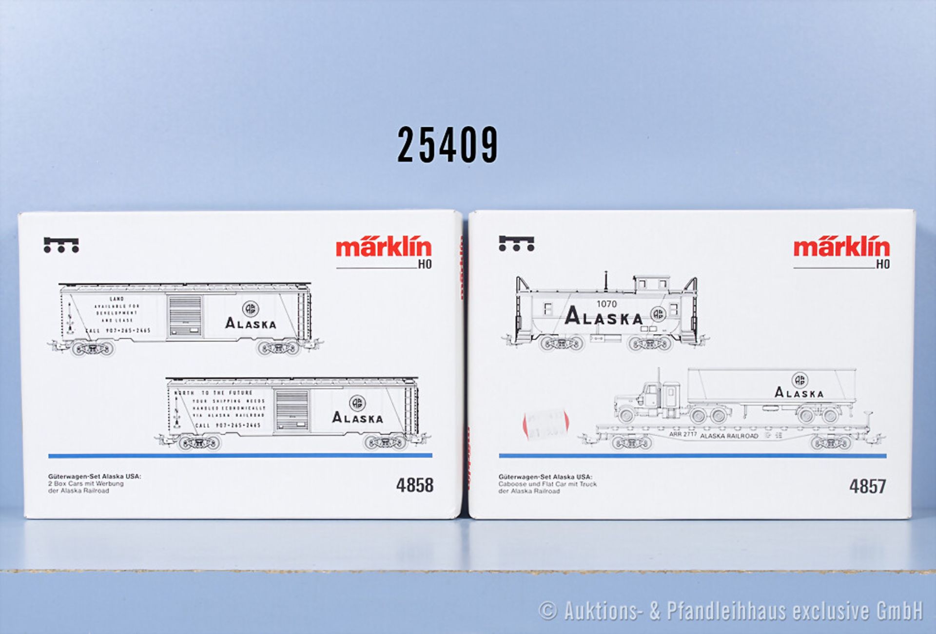 2 Märklin H0 Wagensets Alaska, dabei 4857 und 4858, Z 1, in ...