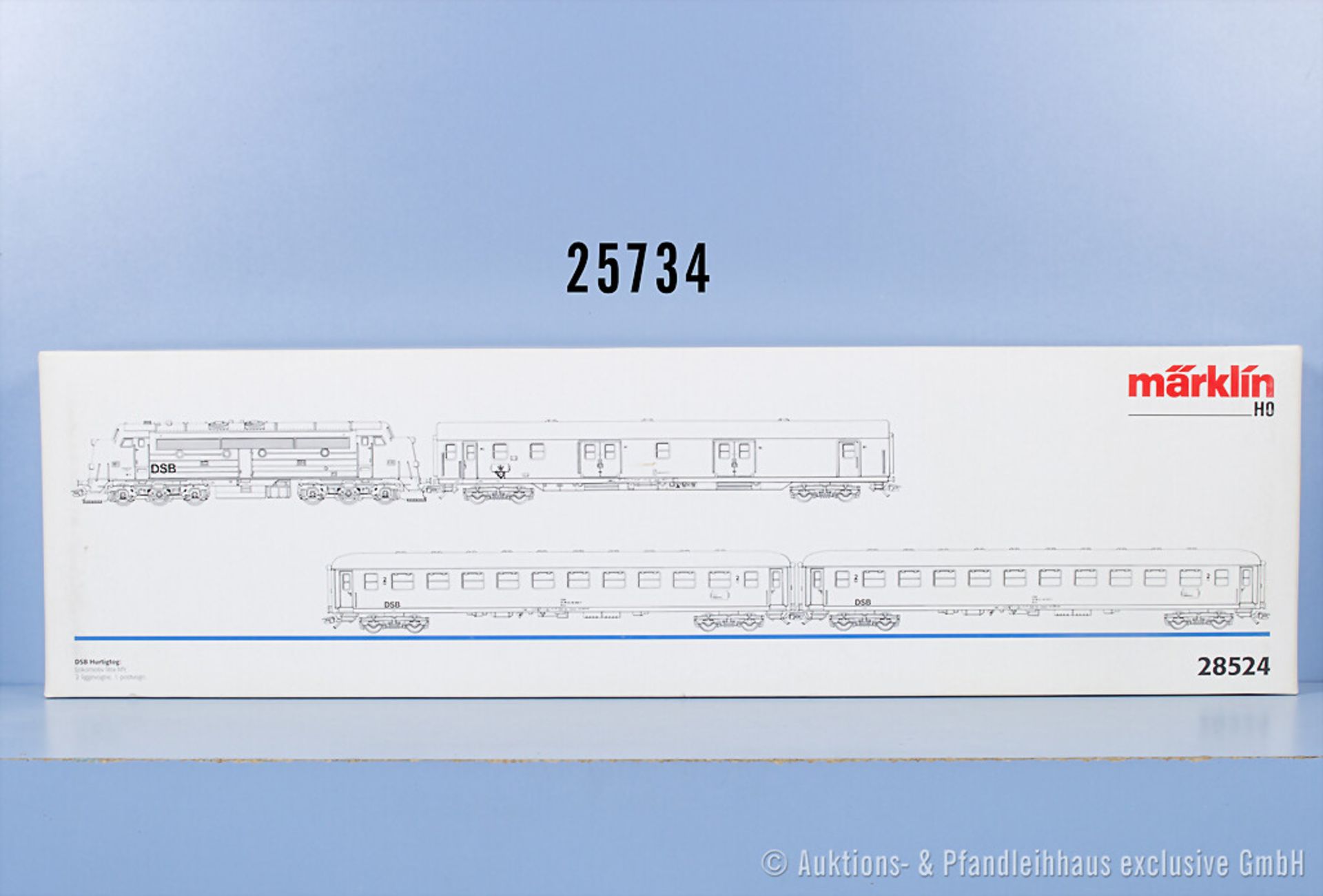 Märklin H0 28524 Schnellzugset der DSB mit Diesellok, BN 1112 und 3 Wagen, Z 1-2, in ...