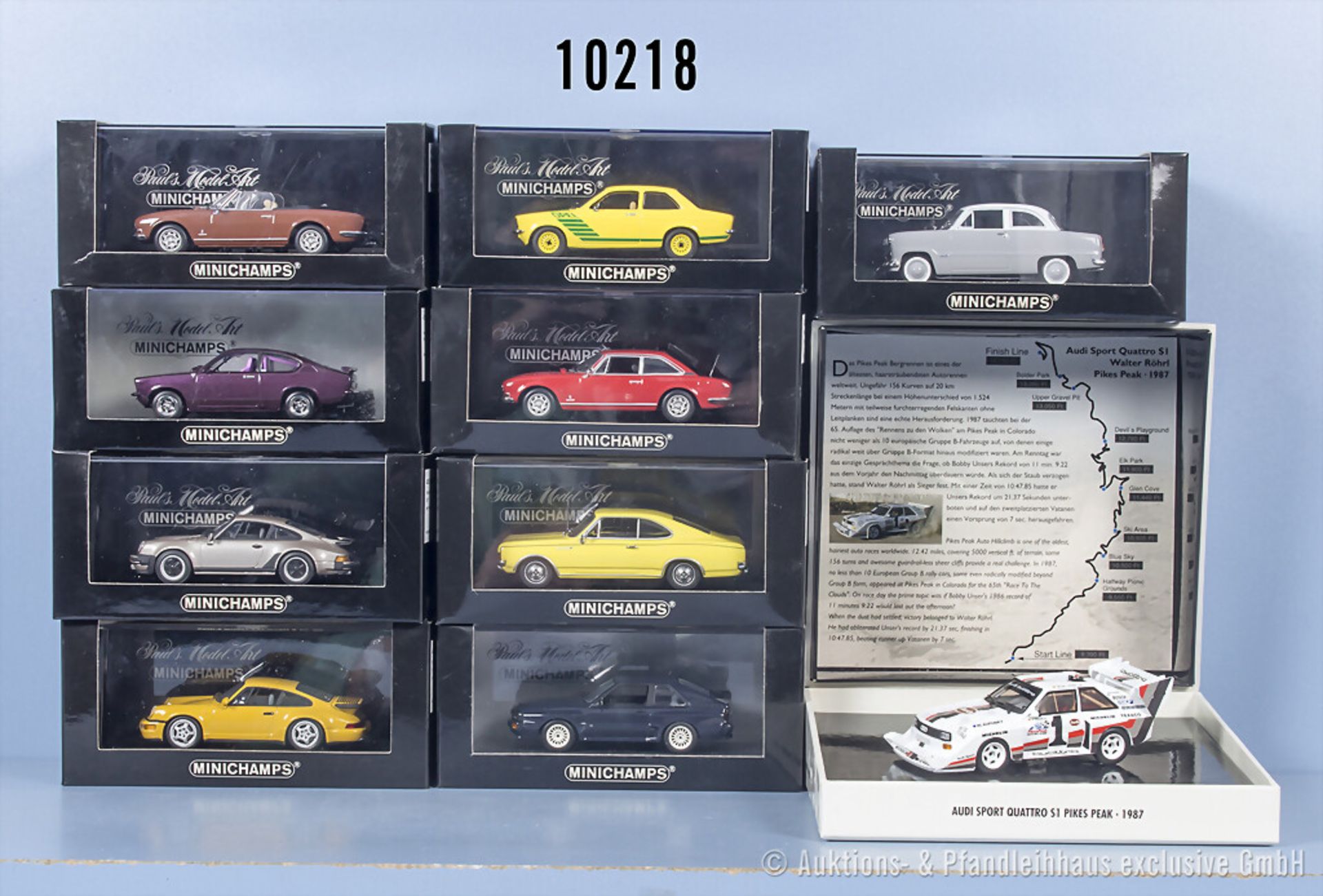 10 Minichamps Sportwagen und Pkw und Audi Sport Quattro S1 Pikes Peak 1987, Metall, ...