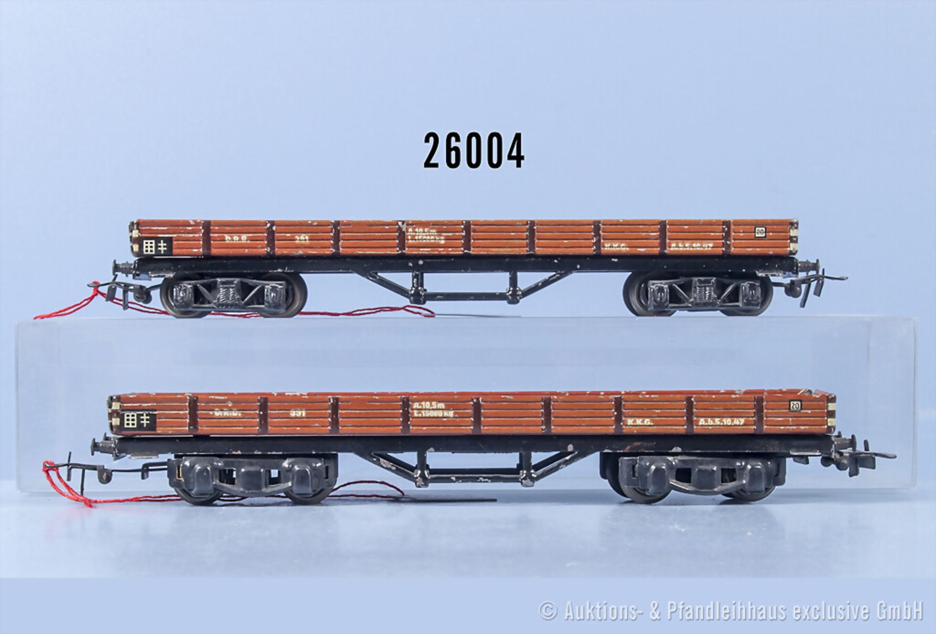 2 Märklin H0 391 Blechgüterwagen, dabei Typ 6 und Typ 7, Z ...