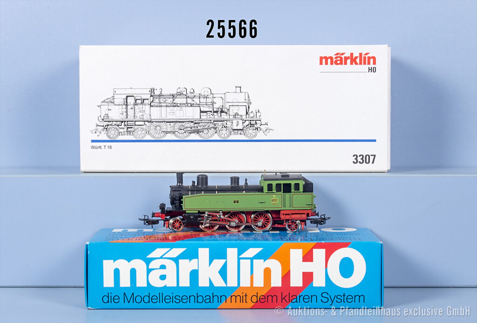 2 Märklin H0 Loks, dabei 3307 Tenderlok der K.W.St.E., BN 1127 und 3312 Tenderlok der ...