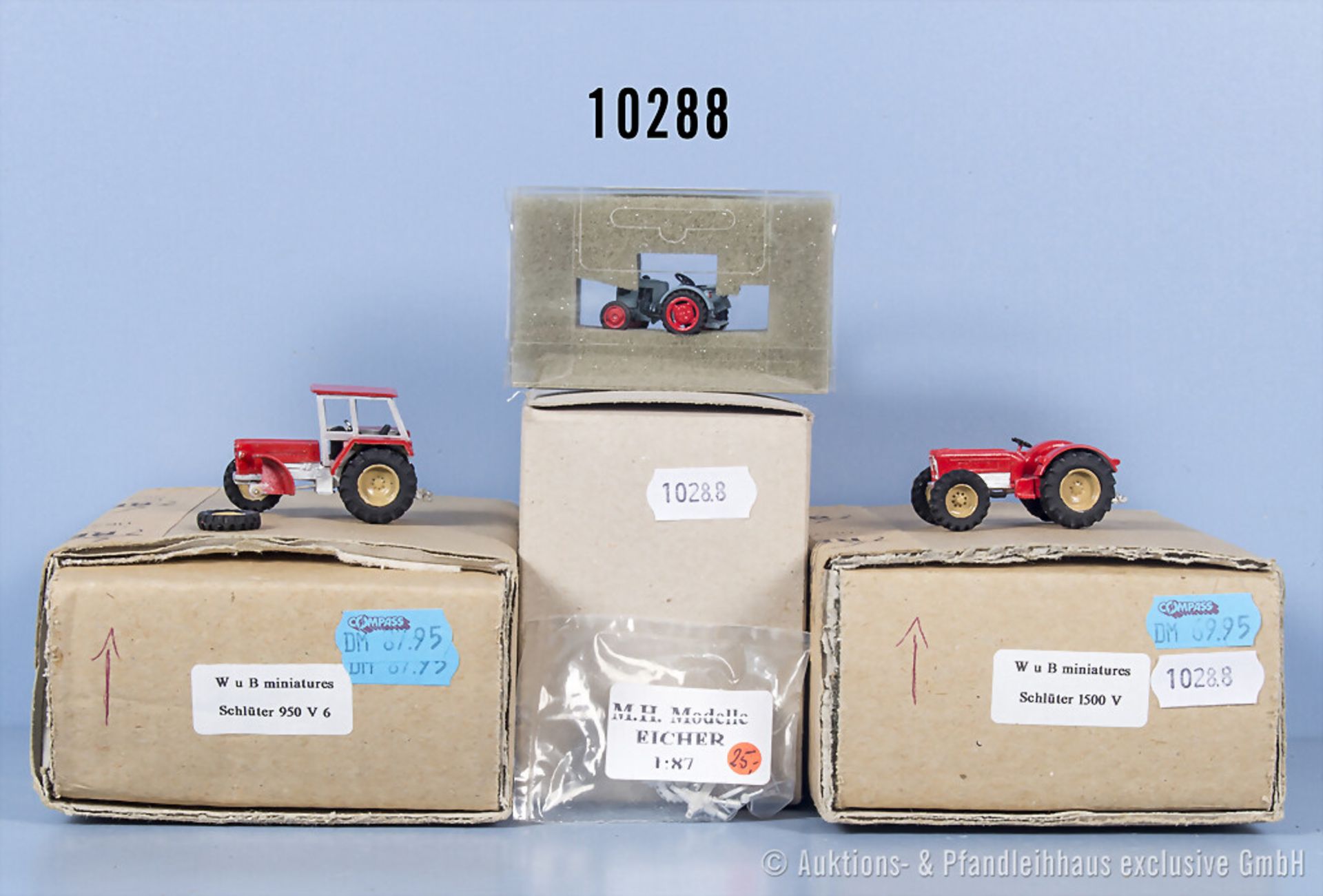 3 Kleinserien-Modelle, Traktoren, dabei 2x W u B Miniaturen Eicher EKL 15 II und ...