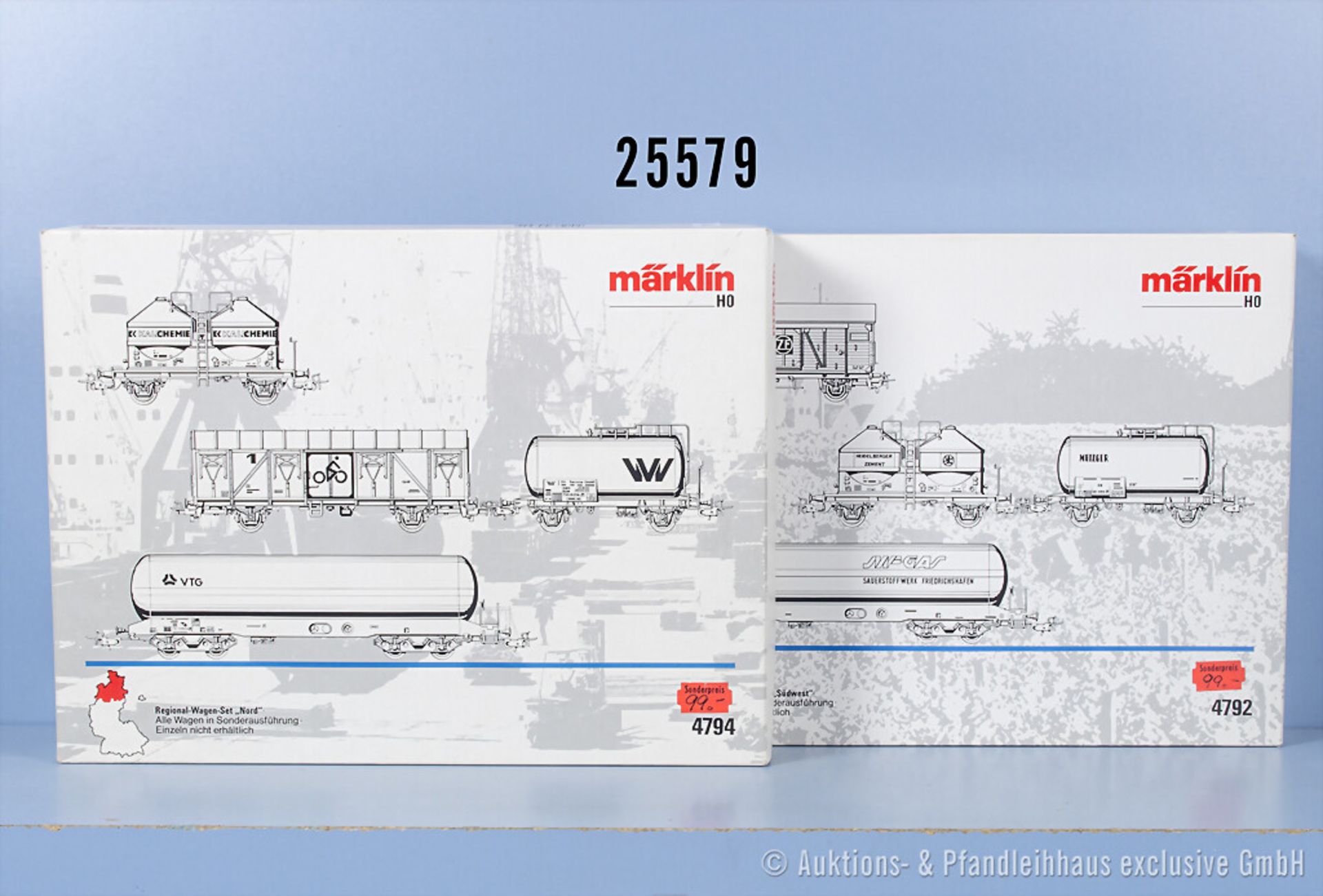 2 Märklin H0 Regionalwagensets, dabei 4792 Südwest und 4794 Nord, Z 1, in ...