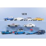 10 Corgi Toys Modellfahrzeuge, dabei Oldsmobile Super 88, Chevrolet Impala, Ford ...