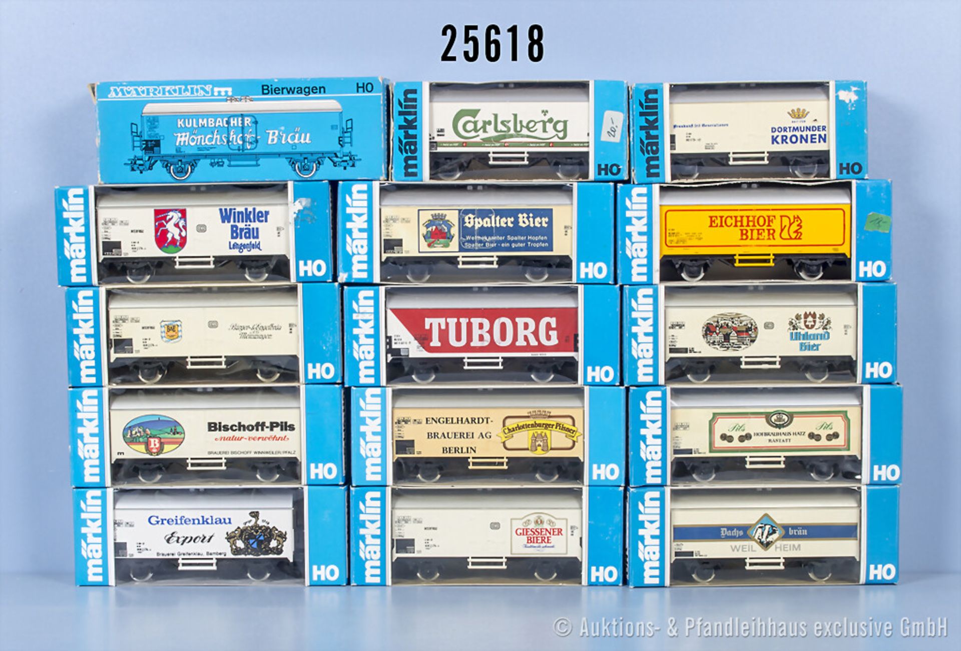 15 Märklin H0 Werbewagen, dabei 10 x 4415 in Varianten, 4416, 4420, 4530, 4536 und ...