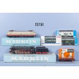 Märklin H0 Zug, dabei 3027 Schlepptenderlok der DB, BN 44690, 3053 E-Lok der DB, BN 103 ...