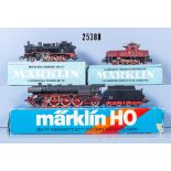 3 Märklin H0 Loks, dabei 3001 E-Lok der DB, BN E63 02, 3085 Schlepptenderlok der DB, BN ...