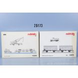 2 Märklin H0 Wagensets, dabei 45091 Telegrafie und 48815 Milchwagen, Z 0-1 in ...