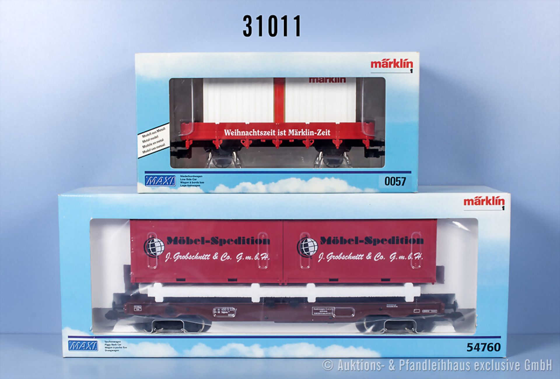 2 Maxi Spur 1 Güterwagen, dabei 0057 und 54760, Z 1, in ...
