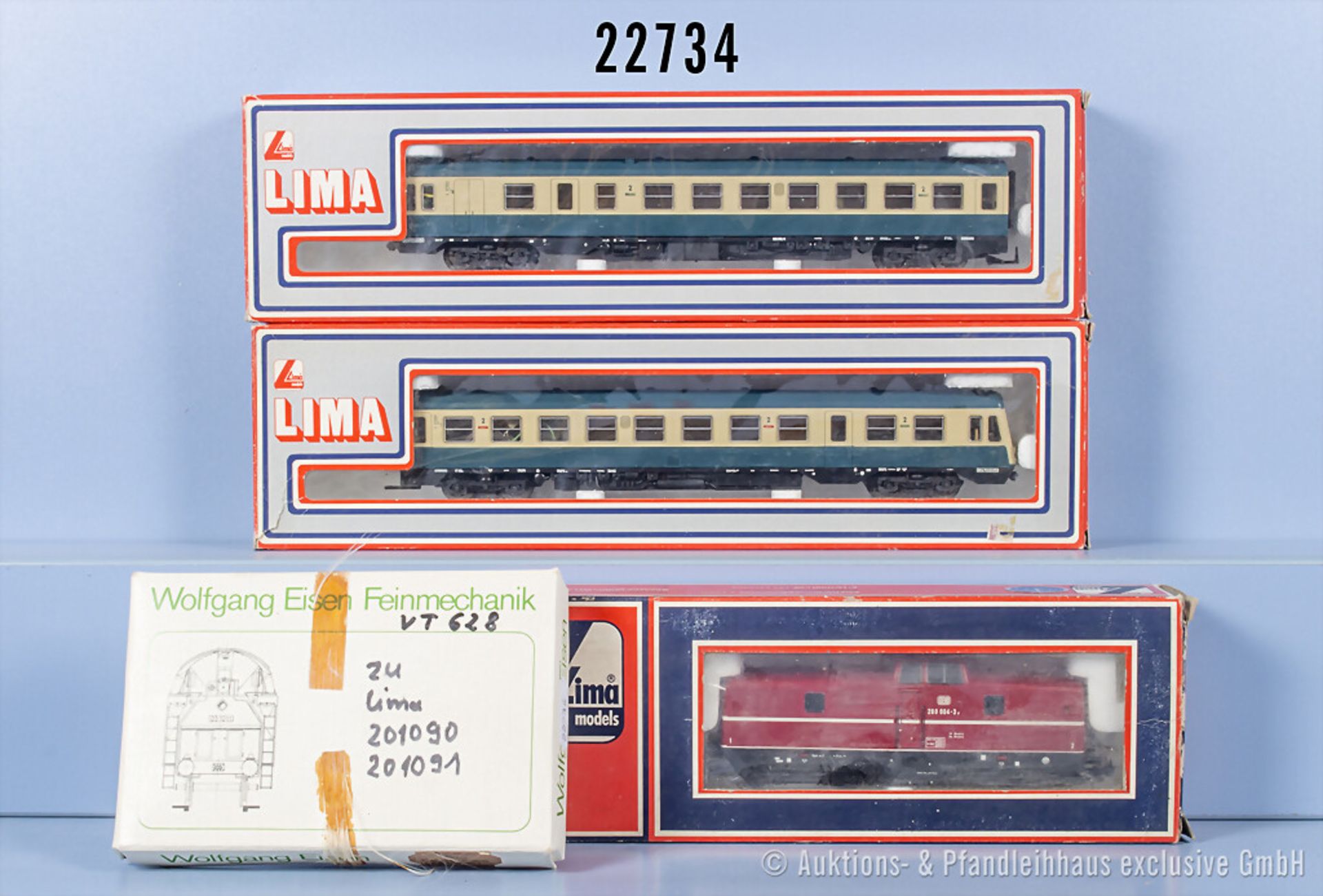 Lima H0 201090/091 2-teiliger Dieseltriebzug der DB, BN 628 014-3, mit zusätzlichen ...