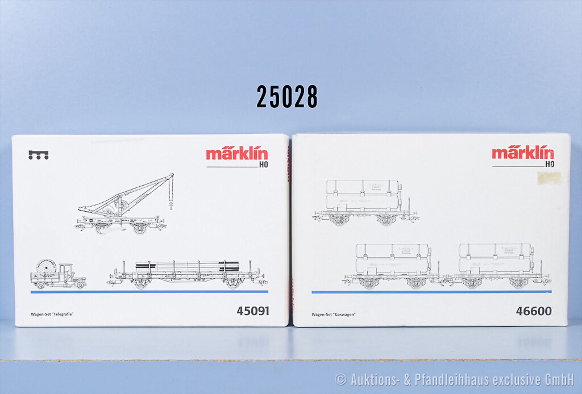 2 Märklin H0 Wagensets, dabei 45091 Telegraphie und 46600 Gaswagen, Z 1, in ...