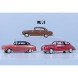 3 Märklin Modellfahrzeuge, 8016 und 5524/15 jeweils Borgward Isabella, 8016 BMW 501 und ...