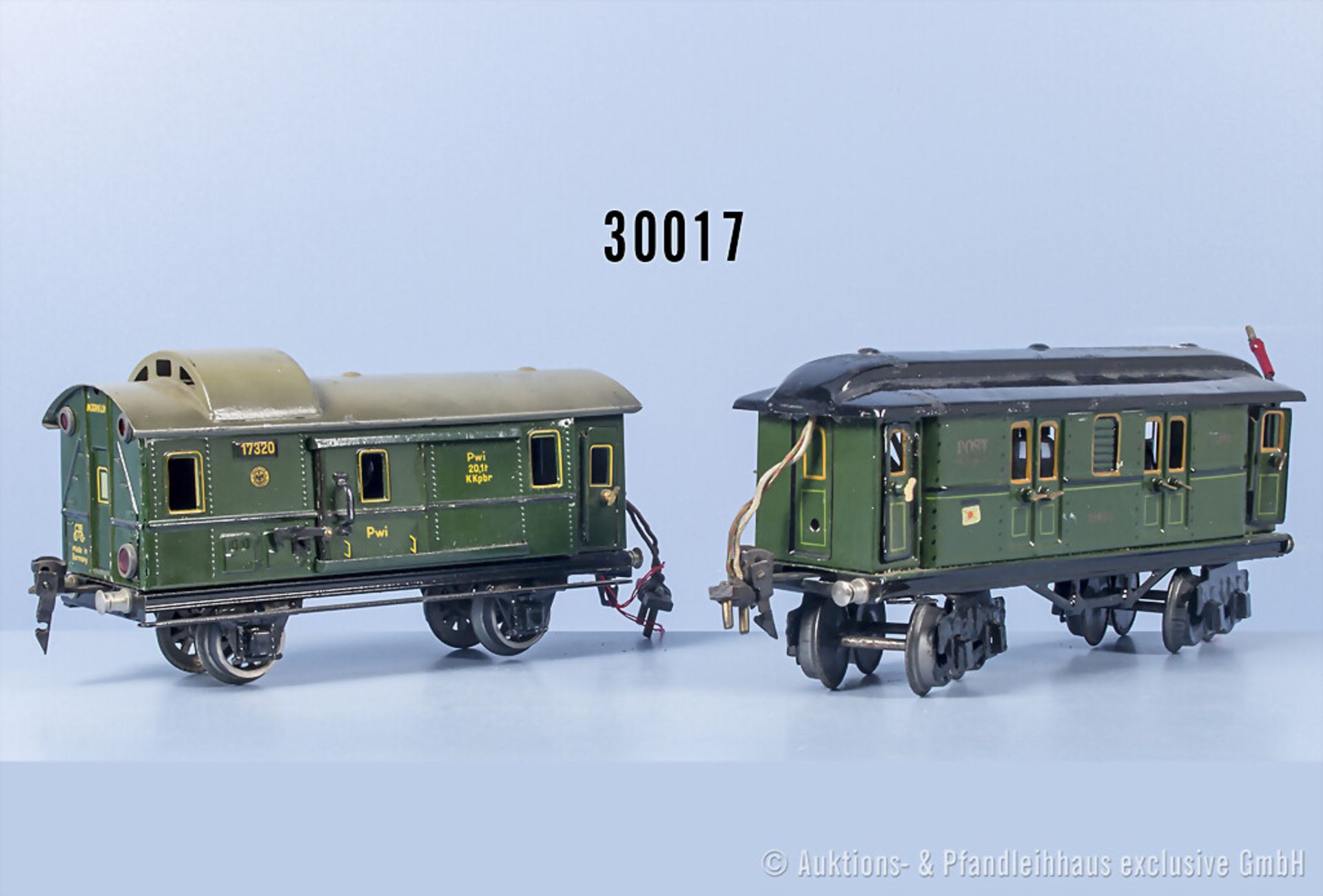 2 Märklin Spur 0 Wagen mit Innenbeleuchtung, dabei 1732 und 1869, Z ...