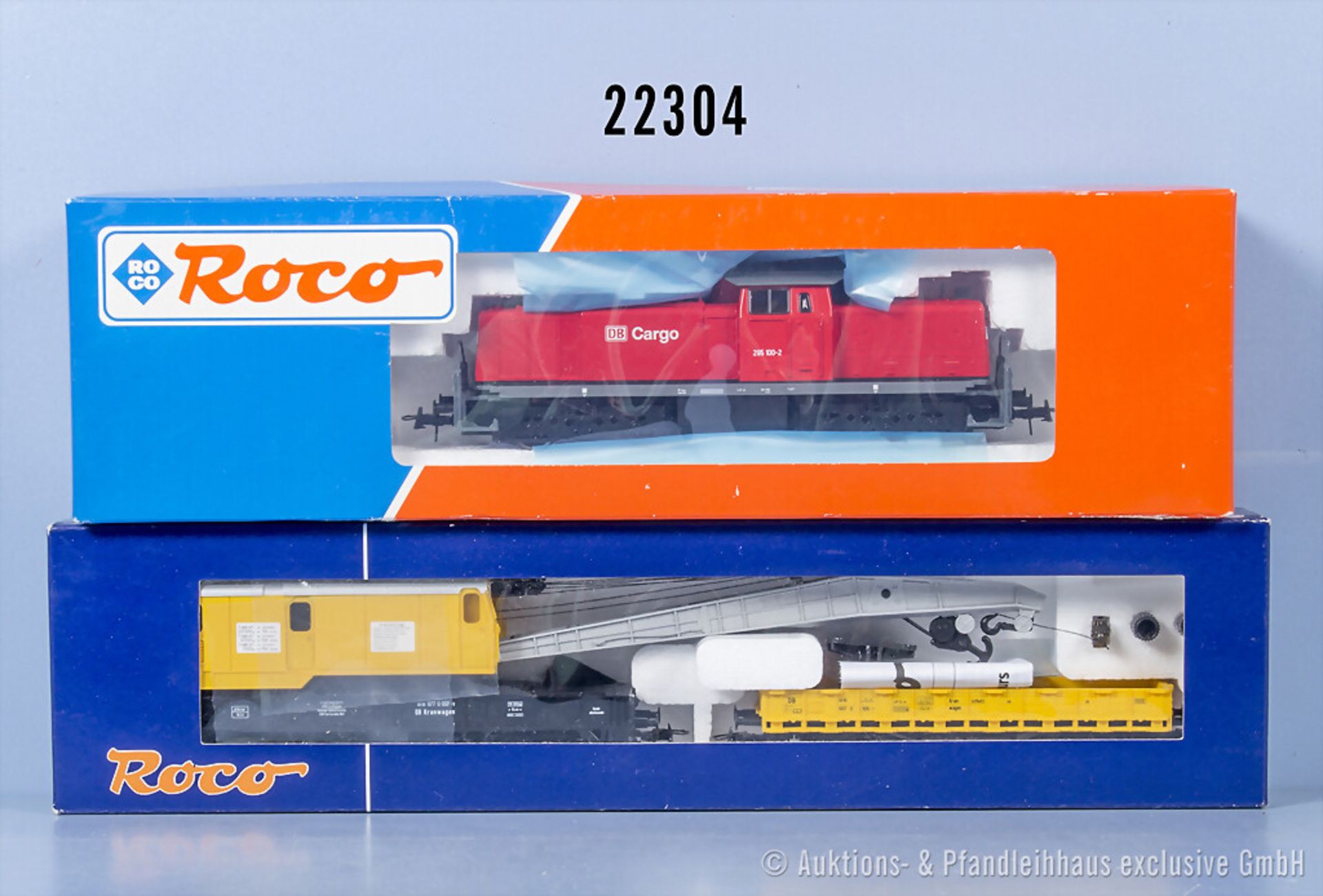 Roco H0 Kranzug, dabei 63952 Diesellok der DB, BN 295 100-2 mit Digitalschnittstelle ...