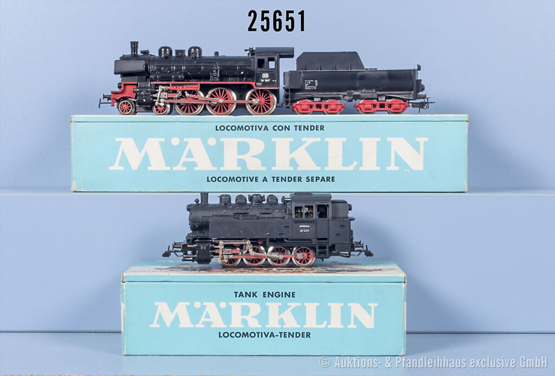 2 Märklin H0 Loks, dabei 3031 Tenderlok der DB, BN 81 034 und 3098 Schlepptenderlok der ...