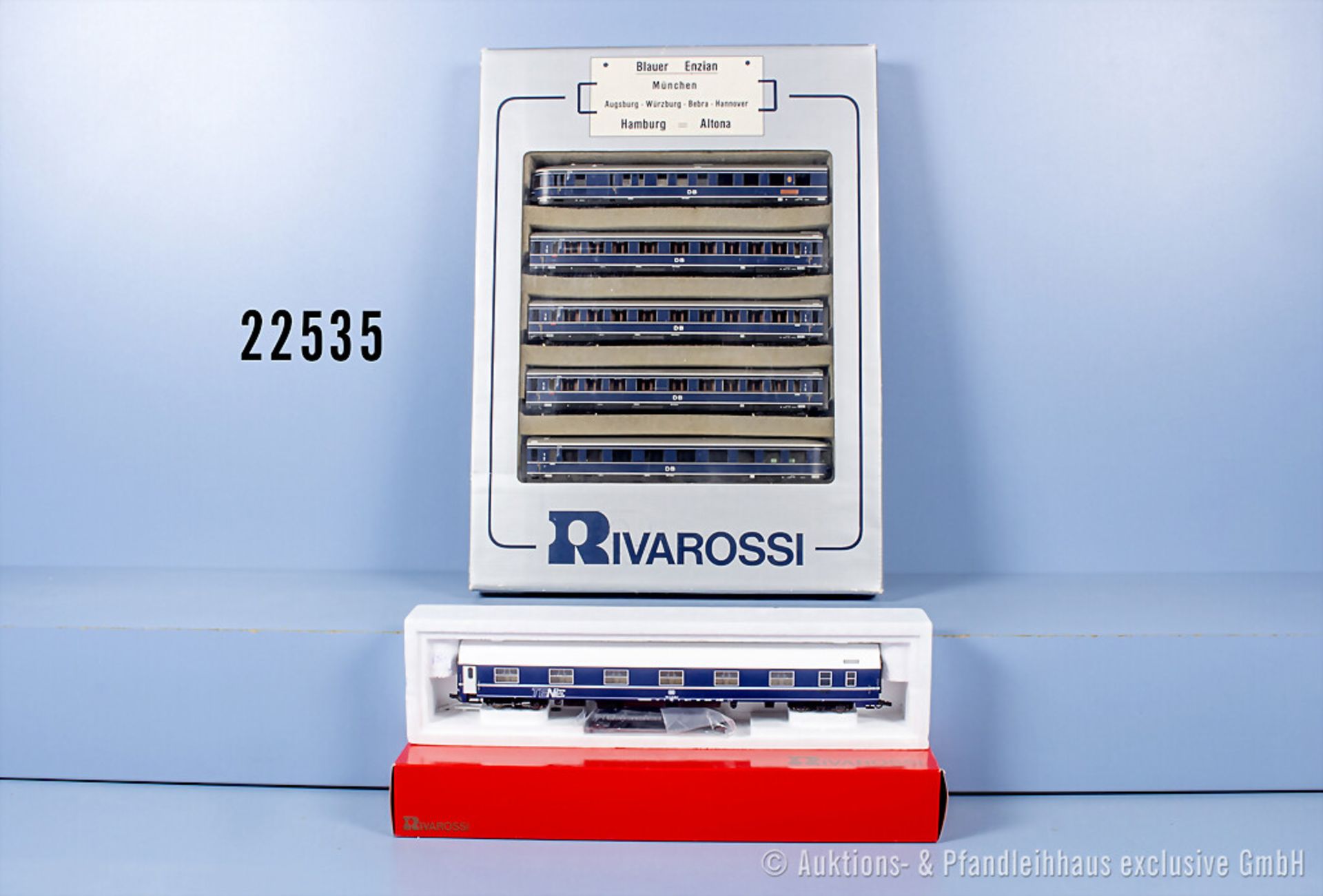 Rivarossi H0 2900 Wagenset "Blauer Enzian" mit Zertifikat und 1 Schlafwagen, Z 1, in ...